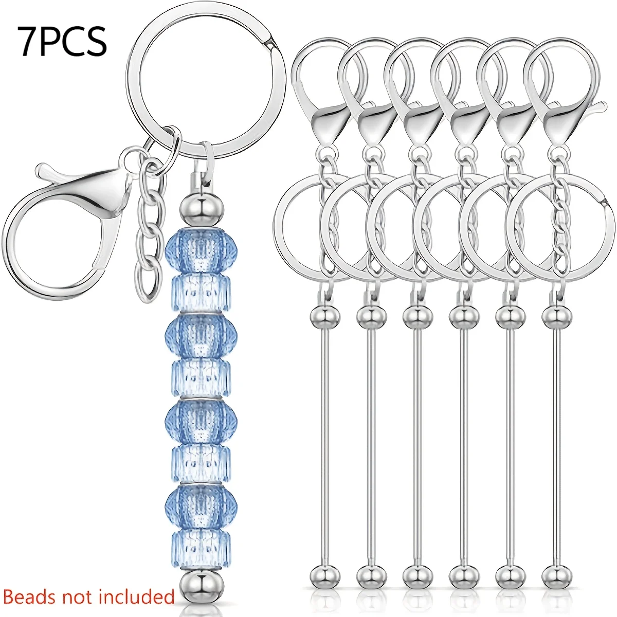7pcs Stainless Steel Keychains With Charms Practical Stylish Hanging Accessories Backpacks Bags Daily Use Bag Keychain Accessory view 2