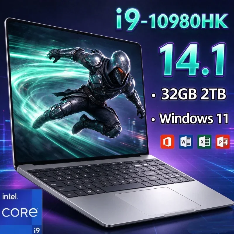 Intel I9-10980HK 14.1 Inch Notebook Computer Win11 32GB RAM 2TB SSD Big Capacity High Speed Laptop For Daily Work & Media Play