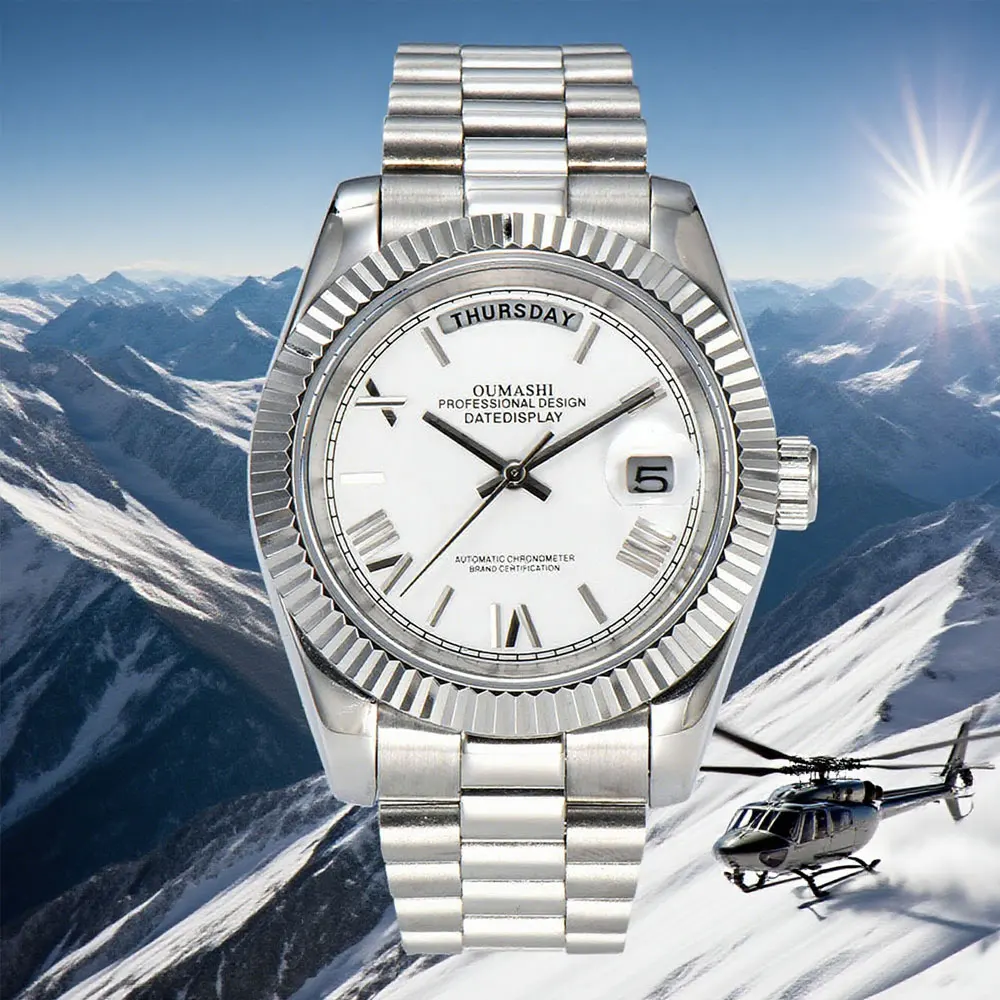 Reloj para hombre de 36mm/39mm, reloj mecánico automático con movimiento Miyota8285, logotipo personalizable, reloj de pulsera resistente al agua con cristal de zafiro