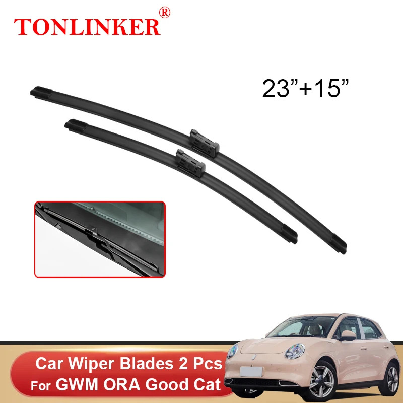 

TONLINKER Car Front Windscreen Wiper Blades For GWM ORA Good Cat 2021 2022 Car Accessories Wiper Blade Brushes Cutter 23"+15"