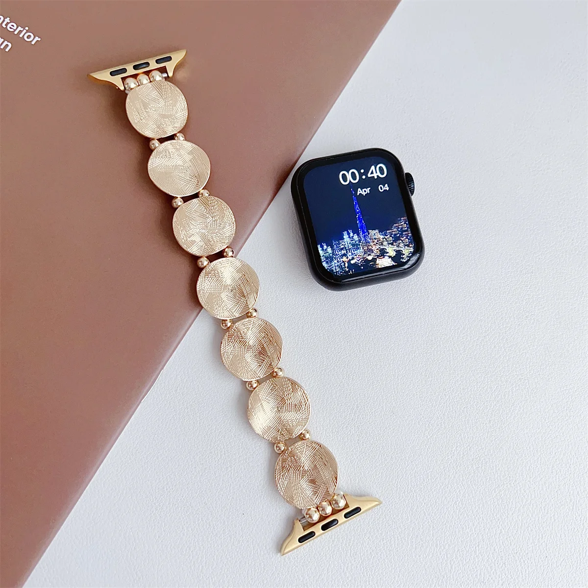 Pašček za uro za iWatch 42/44/45/46/49 mm 38/40/41 mm Kovinski modni pas za uro za uro serije Ultra2 serije 10/9/8/7/6/5/4/3/2/1_voghion.com