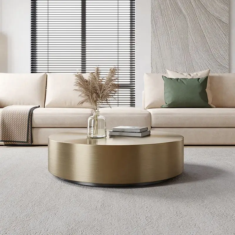 Simple Style Golden Coffee Table Living Room Round Tea Tables High Gloss Stainless Steel Center Tables Guarantee Quality Durable