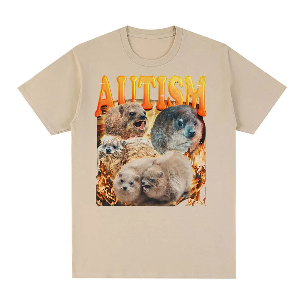 2026 Funny Tee Autism Unhinged Funny Rock Hyrax Meme Graphic T-shirts Clothing New Style Fashion Tshirt Hot Sale Clothing Y2Ktop