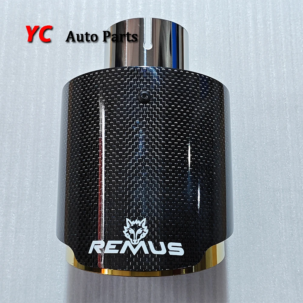 1 pcs REMUS standard car exhaust nozzle stainless steel pipe gold luster carbon fiber muffler pipe car exhaust tailpipe