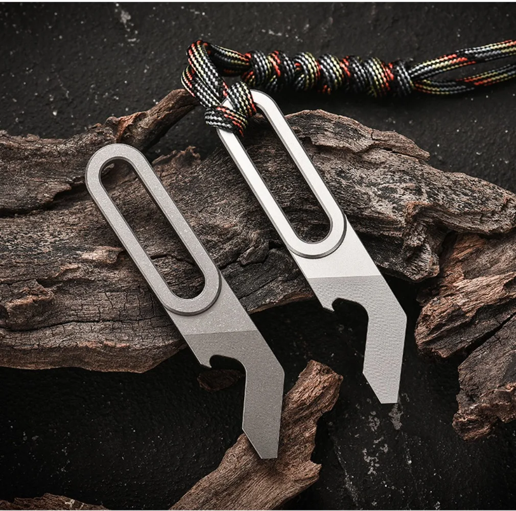 Titanium Alloy EDC Multi-Tool Keychain - Mini Crowbar, Bottle Opener & Box Cutter for Outdoor/Camping Survival view 4