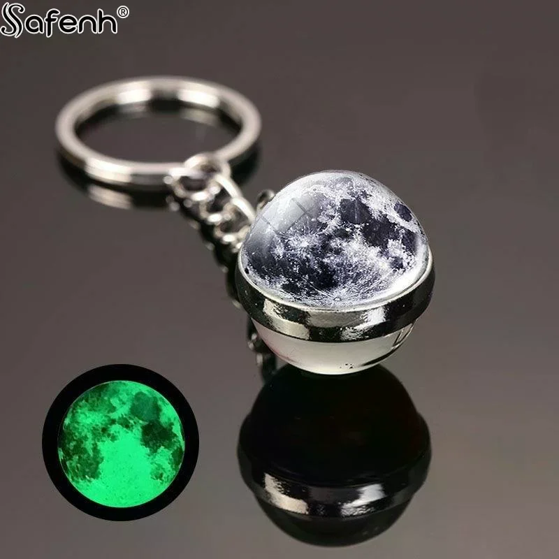 Porte-clés Soleil et Voie Lactée avec décoration de neuf planètes lumineuses en cristal pour les passionnés d'astronomie, breloque de sac