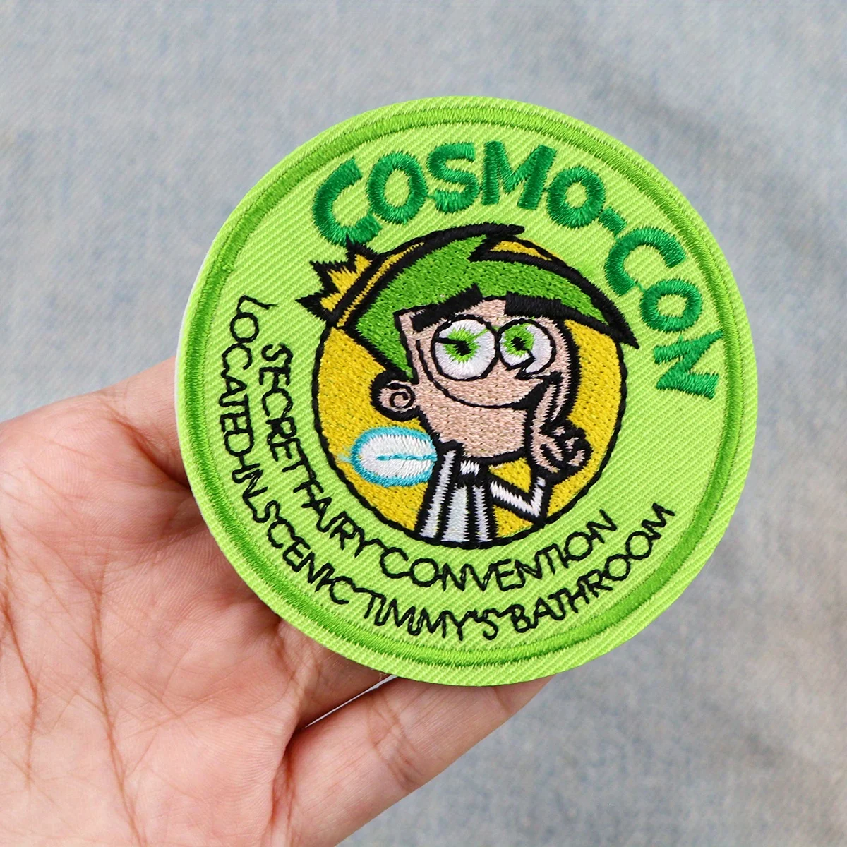 The Fairly OddParents Cosmo con Cute Cartoon Iron-On Embroidered Patch, DIY Fabric Badge for Clothing Customization, Apparel