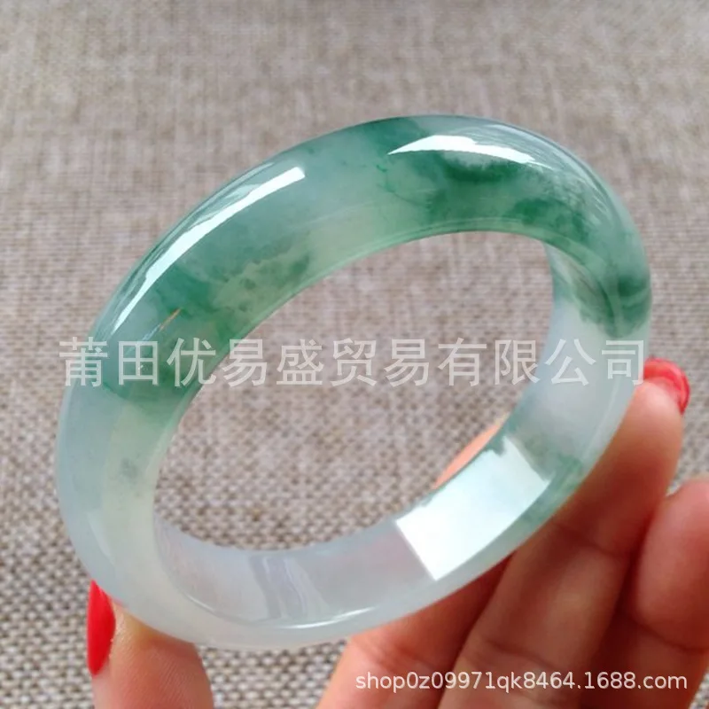 Myanmar Women Ice Waxy Kinds Floating Flowers Perfect Circle Jade Emerald Girl Noble Concubine Bracelet for Wo