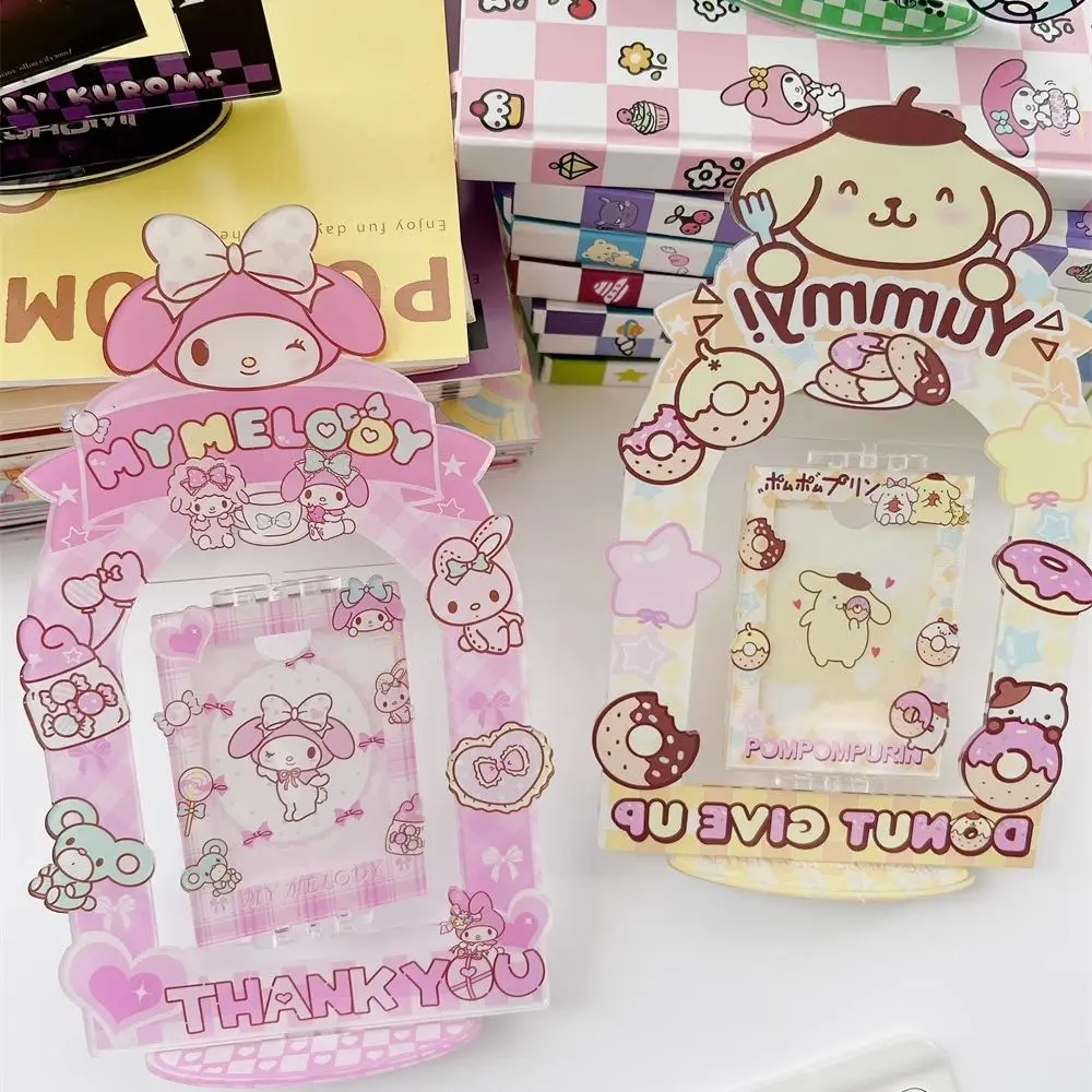 Craetive Sanrio Kuromi Cinnamoroll na biurko z Rotable stojąca płyta ramka na zdjęcia 3-Cal uchwyt na przechowywanie zdjęć studentka dziewczyna