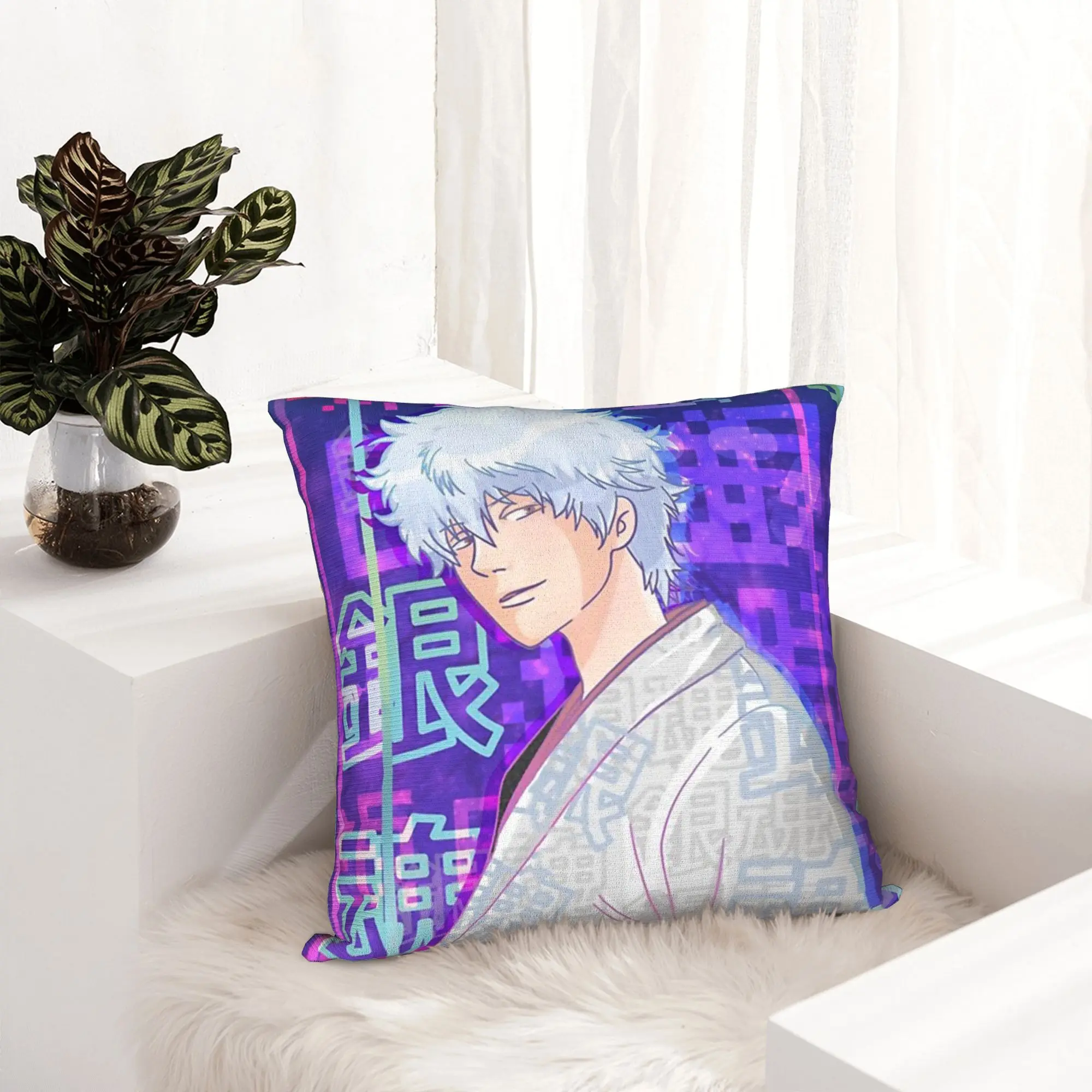 Gintama Pillowcase Printing Polyester Cushion Cover Gift Gintoki Anime Japan Throw Pillow Case Cover Home Zippered 40*40cm