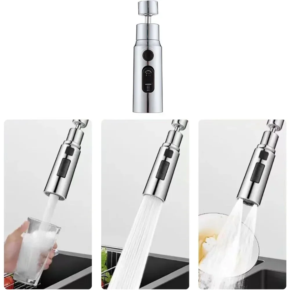 1pc 3 in1 Flexible Küche Wasserhahn Waschbecken Mischbatterie Sprayer Kopf Gefilterte Wasserhahn Schwarz Austauschbare Wasserhahn