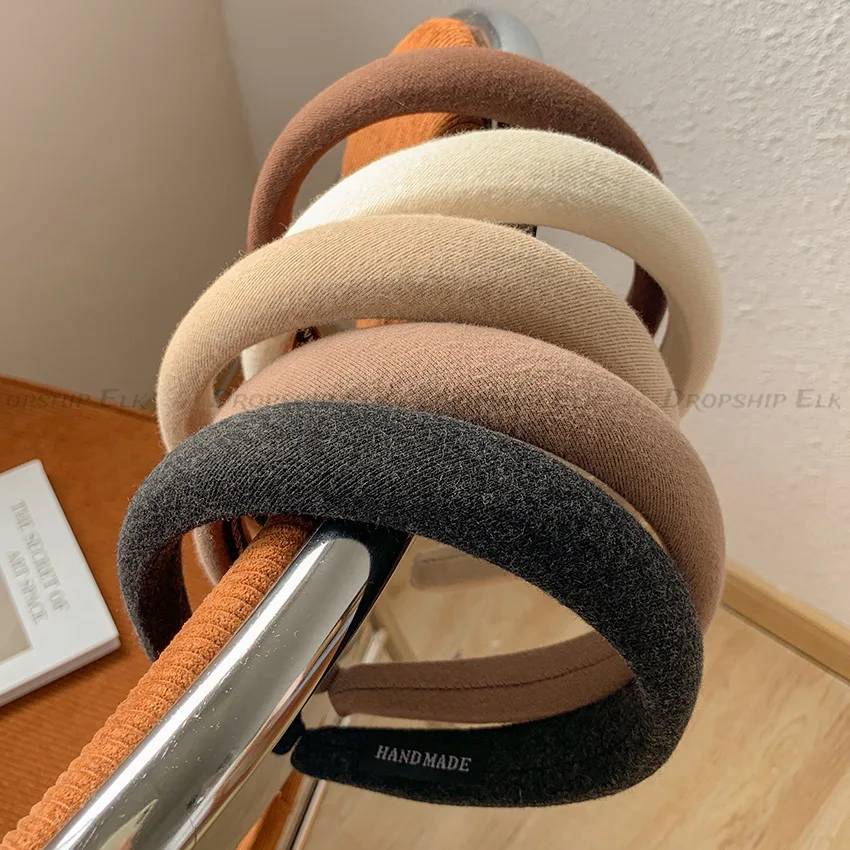 SolidเบาะHeadbandsผู้หญิงกว้างBezel Hairbandsหนากํามะหยี่ผมHoopสาวฟองน้ําลื่นHairbandแฟชั่นอุปกรณ์เสริมผม