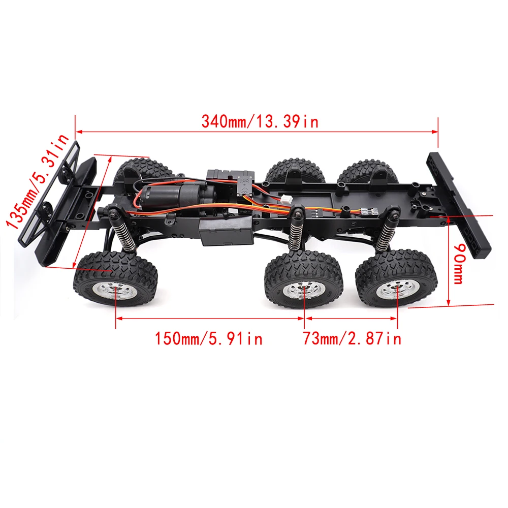 1/18 6WD RC Car Shell with Dual Speed Gearbox Chassis Frame Rear Door Opening for JJRC C8823 1/18 6x6 Off-Road RC Crawler Car view 6