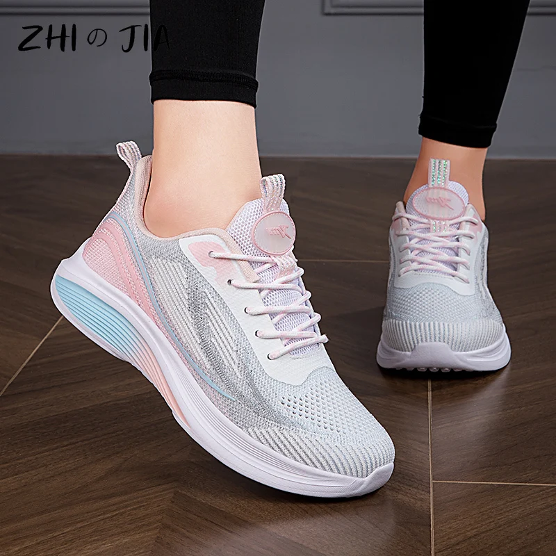 Couple Fashion Trendy Sneaker Spring Autumn Knitted Mesh Breathable Lightweight Running Shoes Men Women Outdoor Fitness Footwear