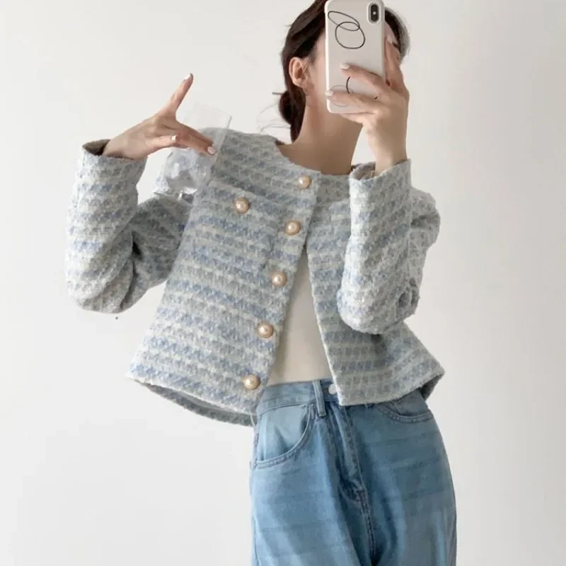 

Office Lady Jacket Coats For Women French Style Crops Trendy Outwear Ins Vintage Autumn Elegant Aesthetic Casual Popular Design