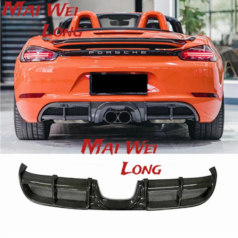 

For Porsche 718 Cayman Boxster 2016 - 2018 Rear Bumper Lip Diffuser Spoiler Apron Splitters Carbon Fiber Protector