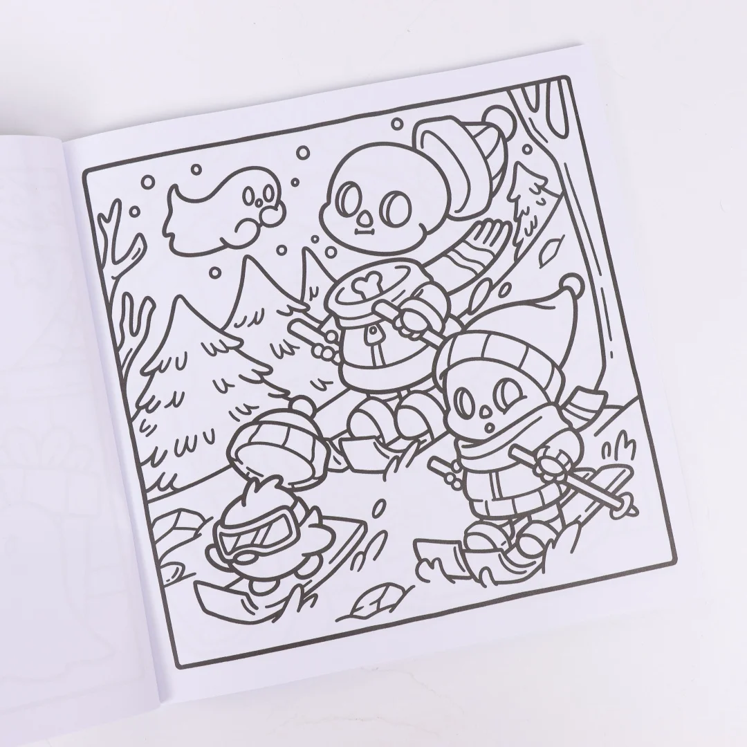 Straszny Boże Narodzenie: Urocza kolorowanka dla dorosłych i nastolatków z uroczymi postaciami i przytulnymi scenkami świątecznymi do relaksu.