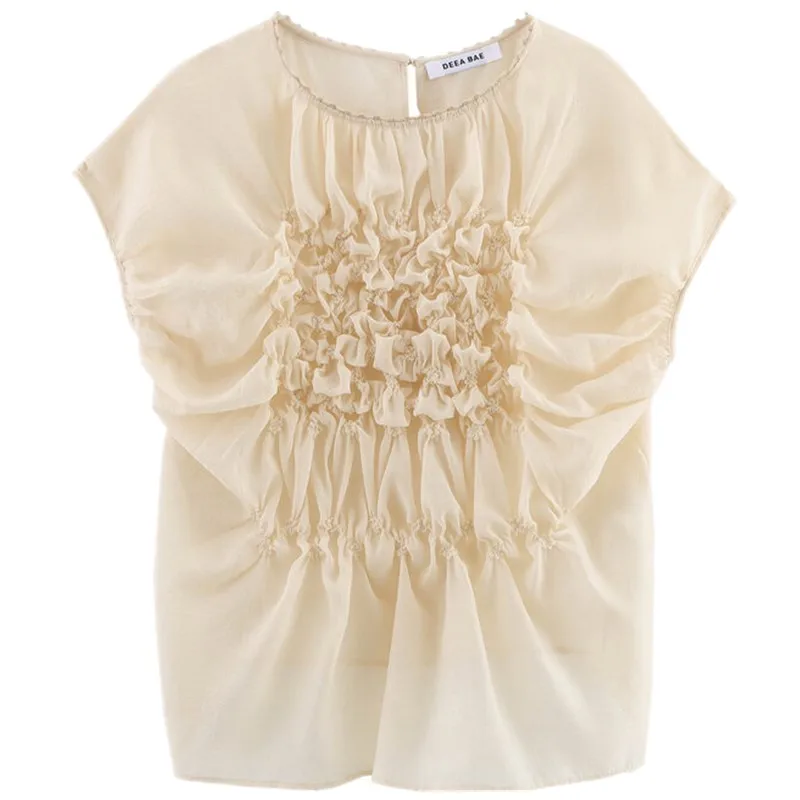 Primavera Estate 2025 Design da donna Senso Versatile decorazione floreale ricamata irt Top Taglio dritto Lunghezza regolare