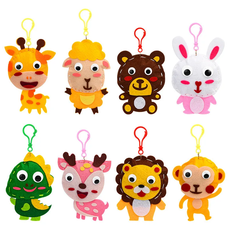 Children DIY Handmade Pendant Keychain Toy for Kids Art and Crafts Handicraft Cartoon Animal Pattern Chain Montessori Girls Gift