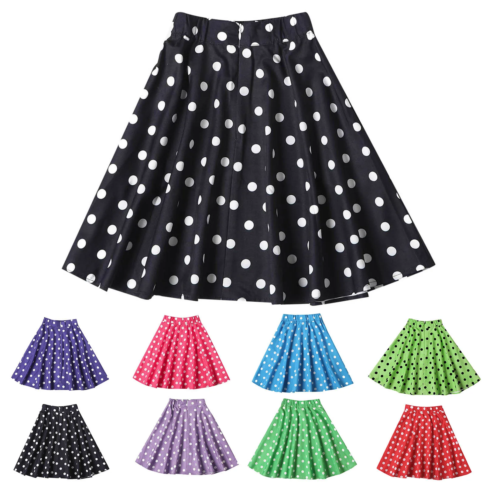 

Princesses Dresses for Girls Kids Toddler Baby Girls Spring Summer Polka Dot Cotton Skirts Clothes Elastic Waist Dress