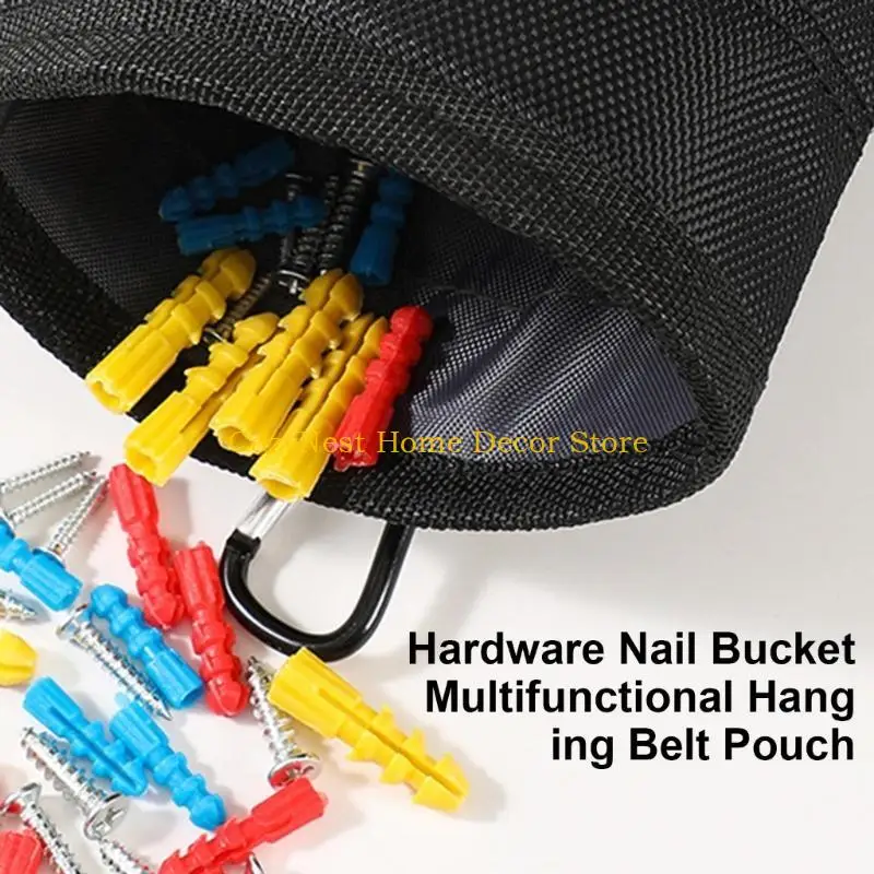 92MF Oxford Cloth Tighten Tool Cylinder Screw Storage Bag with Multiple Compartment for Nails Hardware Electrician