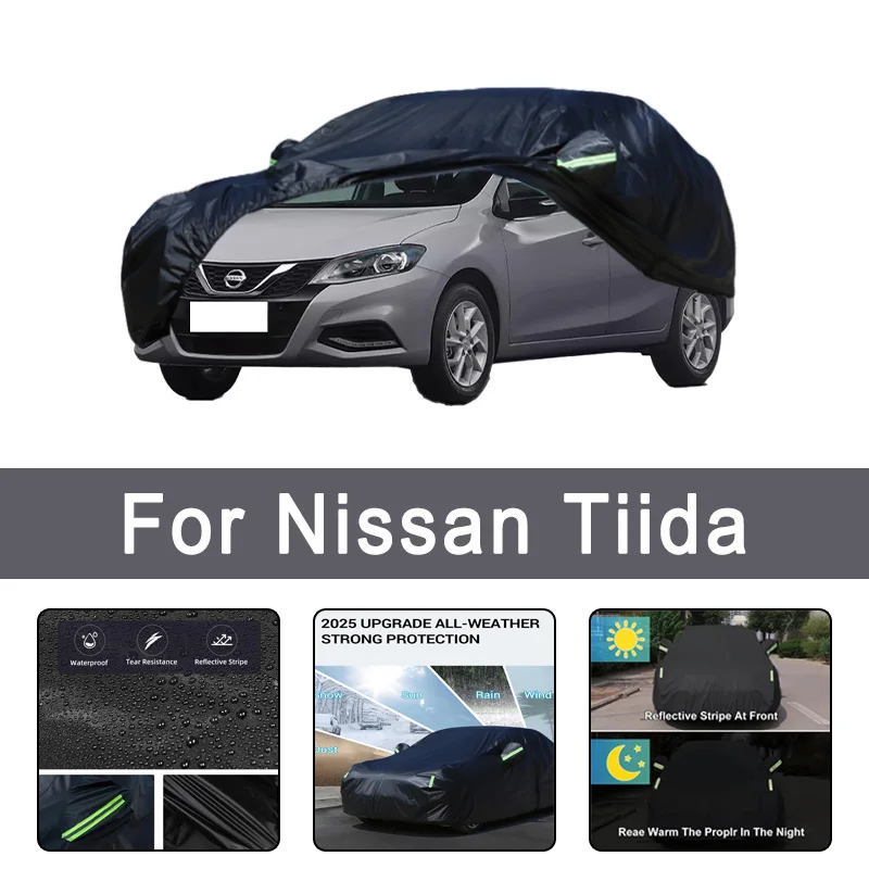 

Всепогодные автомобильные чехлы для Nissan Tiida 6-в-1, водонепроницаемые, пылезащитные, УФ-защитные, снежные, устойчивые к царапинам, защита
