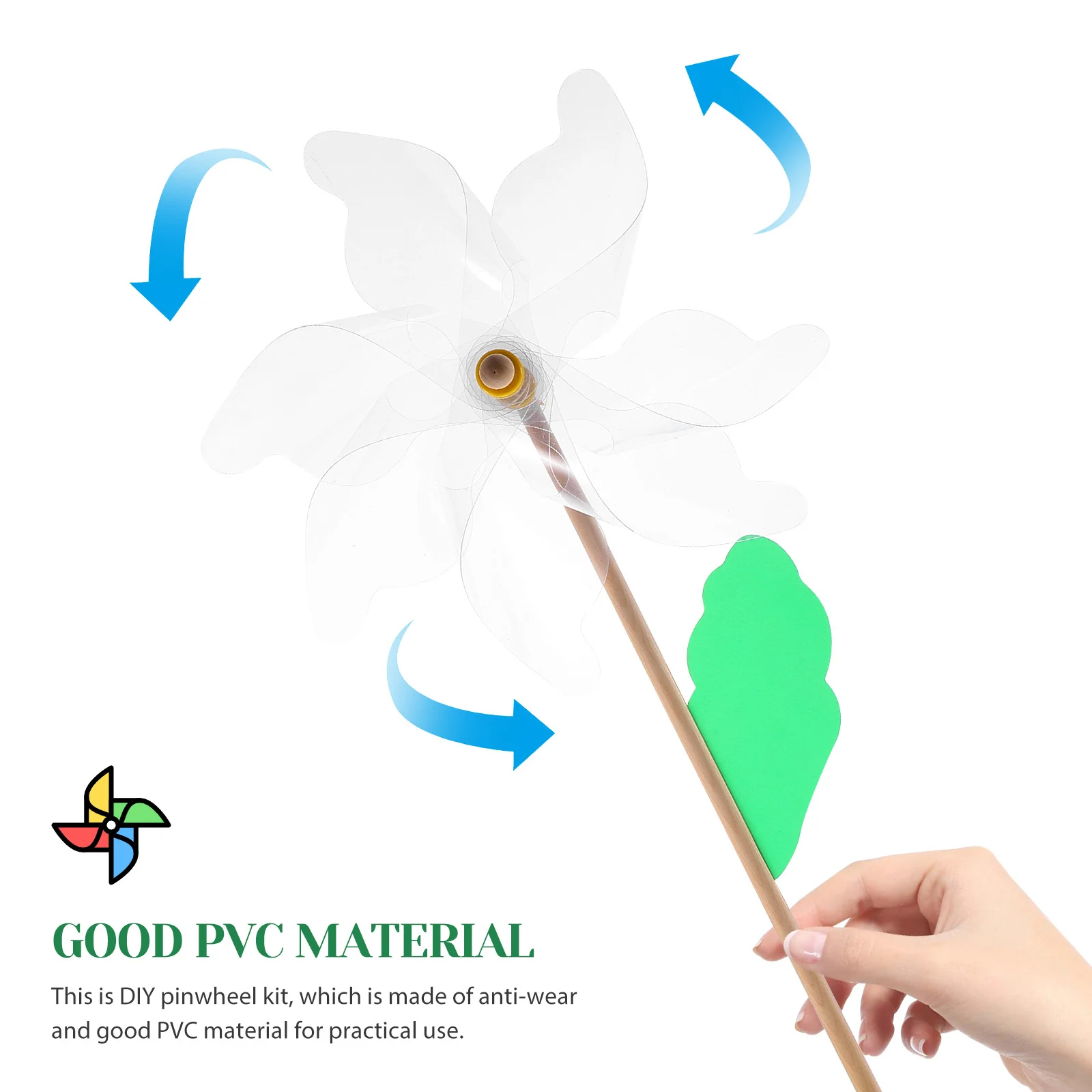 

1Set Transparent PVC Pinwheel DIY Kit Clear Blank Plastic Pinwheel Painting Drawing Craft for Kids Handmade Outdoor Game