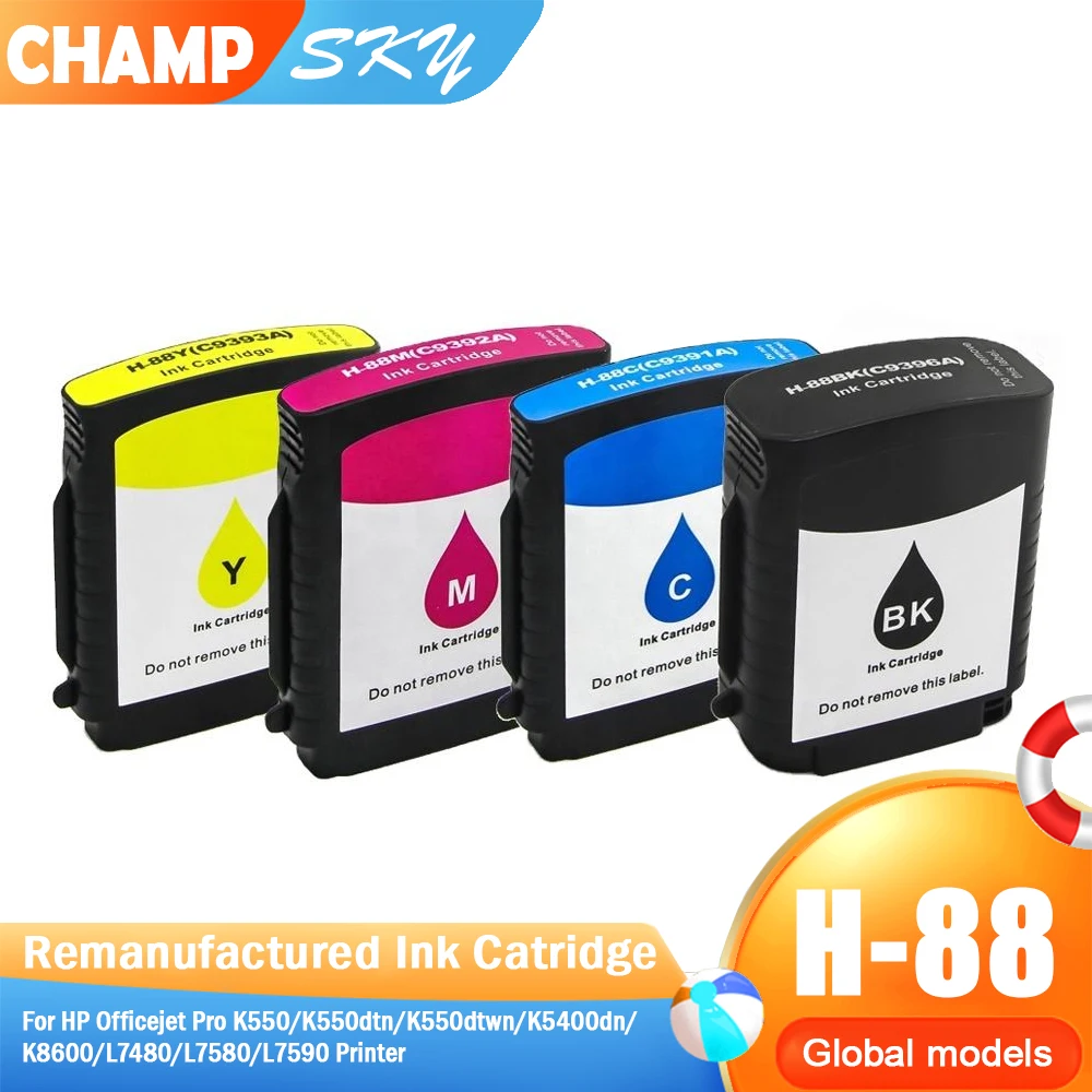 Cartuchos Para HP88 HP-88XL comaptible, Para officejet pro K550 K5400 K8600 L7480 L7580 L7590 Impressora