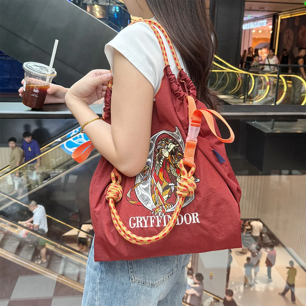 Large Capacity Nylon Embroidered Eco-friendly Shopping Bag Crossbody Bag, Niche Versatile Fashionable Shoulder Bag