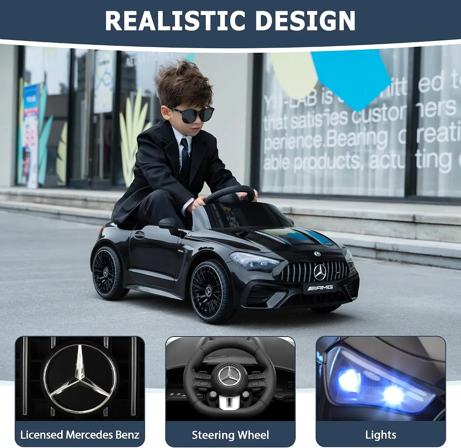 TOBBI Kids Electric Ride On Toy Car, Toddlers Battey-Powered Vehicle with Parental Remote Control/Soft Start/3 Speeds/Horn & LED