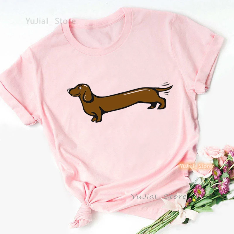 

Dachshund/Doberman Pinscher/Chihuahua/Cavalier King Charles Spaniel Animal Print T Shirt Girls Harajuku Kawaii Dog Pink Tshirt