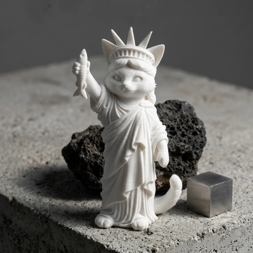 Liberty Cat Statue Lady Liberty Cat Figurine Holding Fish Creative Novelty Sculpture Ornament for Desk Bookshelf Home Decor