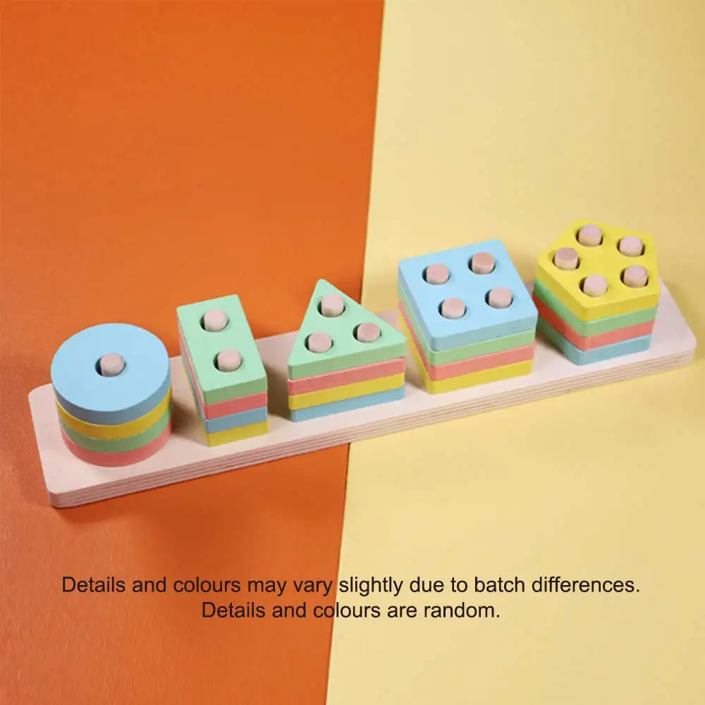 Giocattoli per l'apprendimento prescolare Montessori - Selezionatore di colori per forme impilabili in legno, regalo per neonati e bambini piccoli