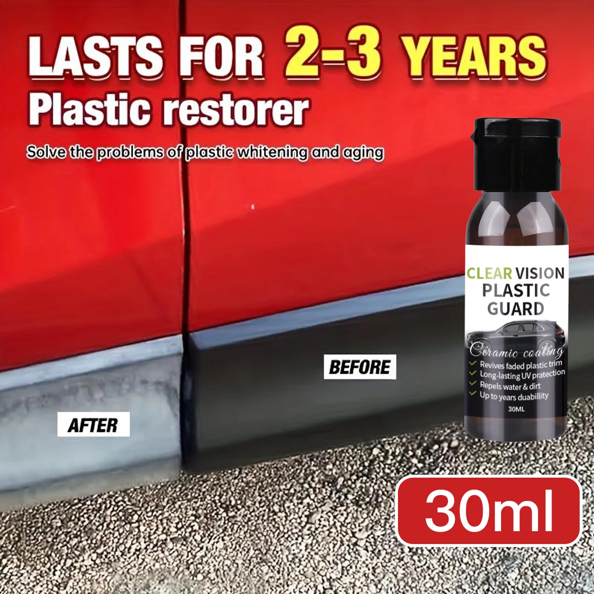 Car Plastic Restorer Ceramic Coating 2-3 Years Long-Lasting Protect Repair Whitening Black Shine Plastic Trim & Rubber Care P9 image 3