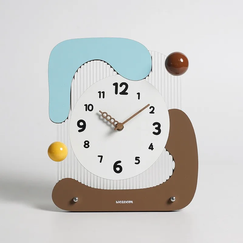 Acrylic Art Desk Clock Ornament Personalized Creative Decor Home Office Silent Wooden Table Clocks for Study Bedroom Living Room