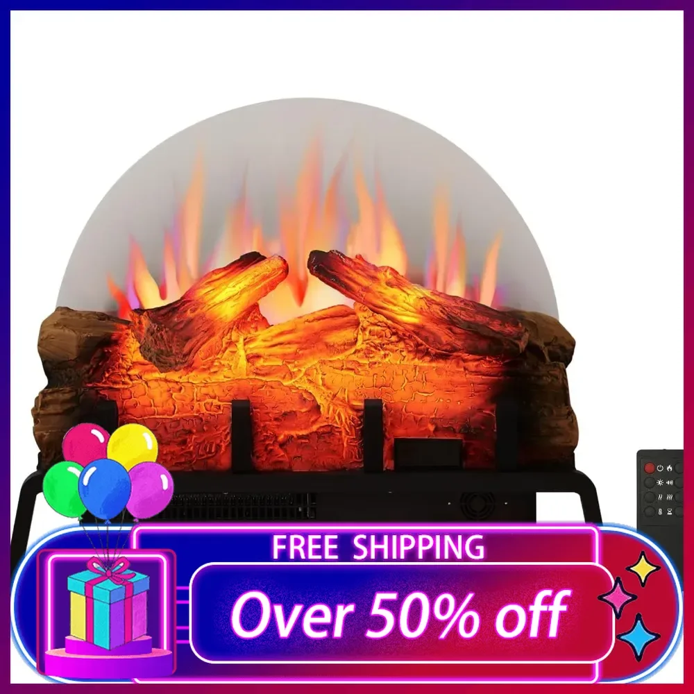 

24" Free Standing Electric Fireplace Log Set Insert, 750W/1500W Heater, 6 Flame Colors with 5 Brightness, Crackling Sound