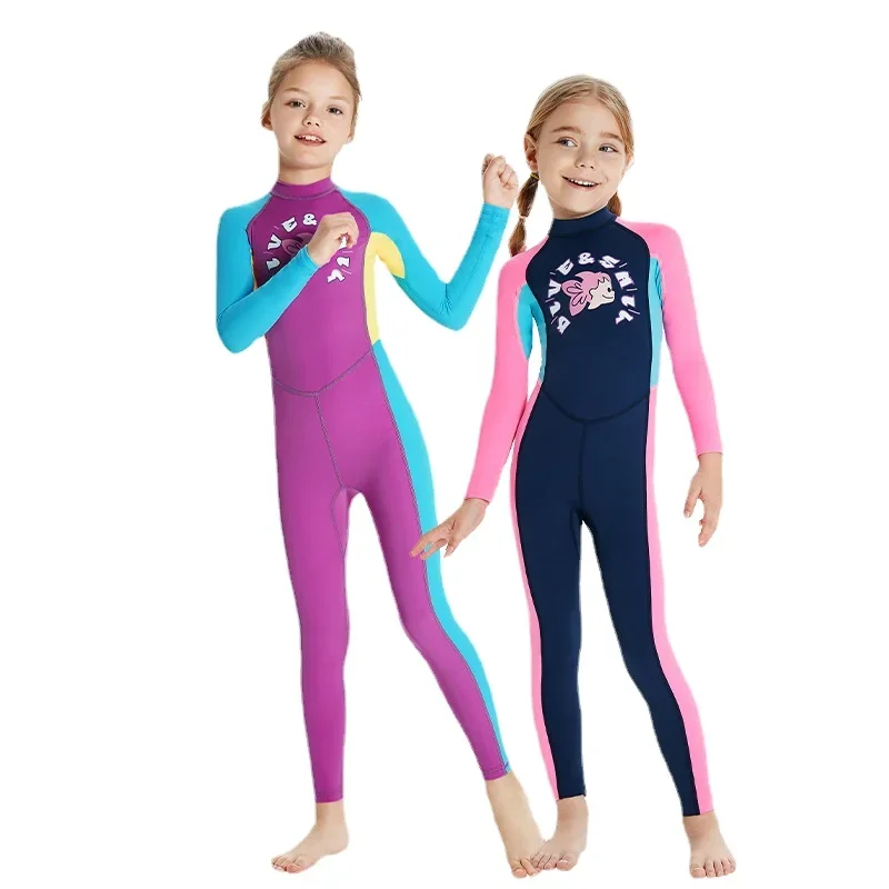 Long Sleeve One Piece Swimsuit for Kids, Rash Guard Beach Surf Swimming Suit Quick Dry for Teen Children UPF 50 +