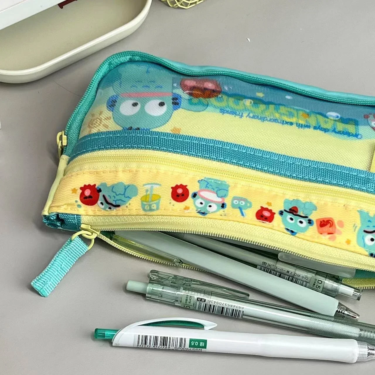 Sanrio Transparant Pencil Case Hangyodon borsa per penna impermeabile di grande capacità scatola per studenti per forniture scolastiche per ragazze regalo di cancelleria