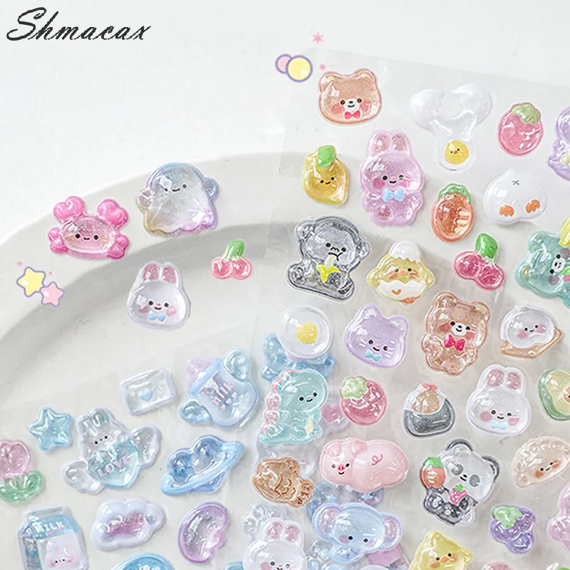 Kawaii Cartoon Stereo Sticker For Journal Scrapbook Lovely Animal Phone Guitar Sticker DIY Decor Nail Stickers Student Supplies