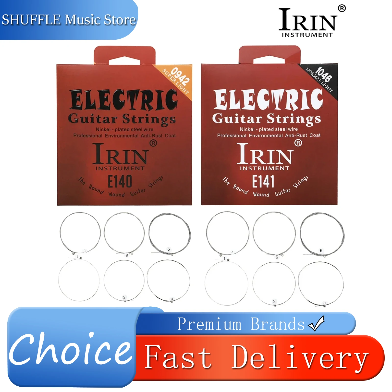 Cuerdas para guitarra eléctrica IRIN, aleación de alto contenido de carbono, envoltura de acero y níquel, cuerdas de práctica profesional para guitarra, piezas para guitarra eléctrica
