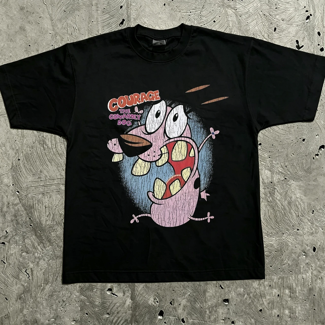 Vintage Courage the Cowardly Dog Cartoon Print Short Sleeve T-Shirt Retro Unisex Graphic Tee 90s Nostalgia Summer Streetwear Top