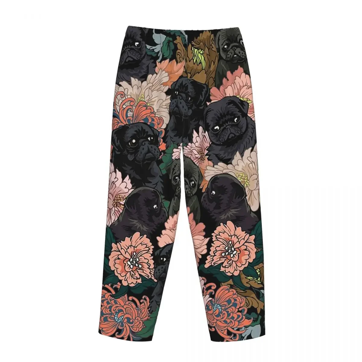 Custom Because Black Pug Women Pajama Pants Lounge Sleep Sleepwear Bottoms with Pockets