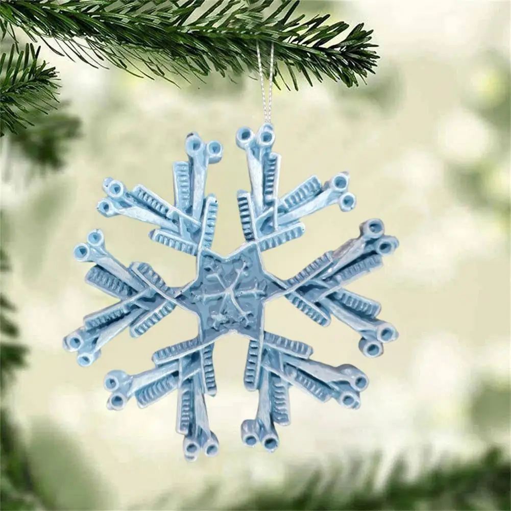 Resin Snowflake Hanging Decoration Exquisite Snowflake Design Christmas Tree Decor Hairdresser Snowflake for Hair for Holiday