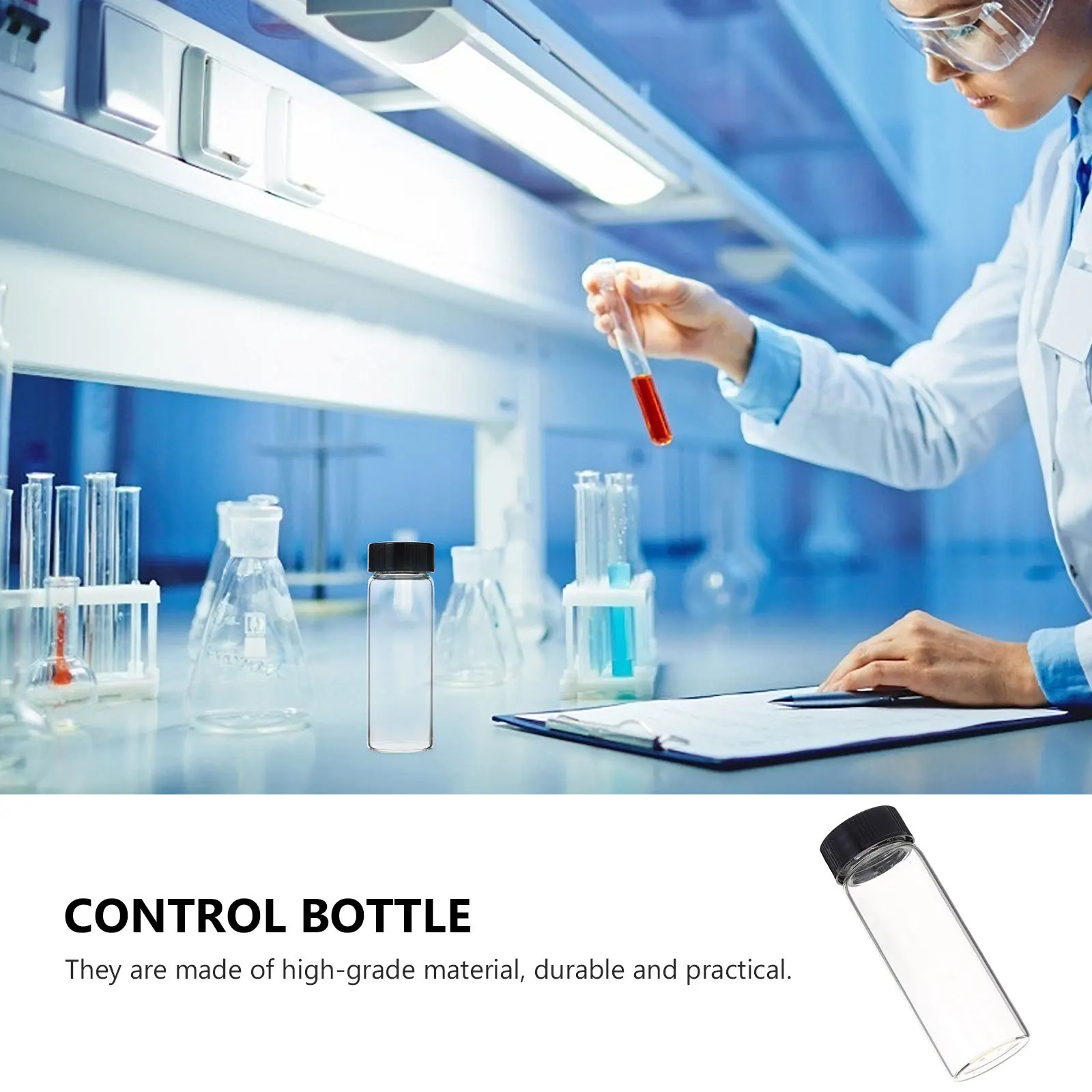 

30Pcs 30ml High-Quality Glass Reagent Bottles Transparent Screw Mouth Durable Practical for Laboratory Hospital School Use