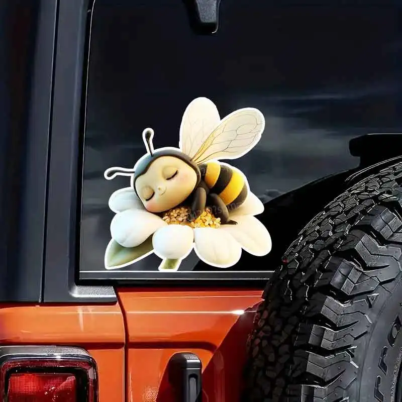 Bee Cute Bumblebee Car Stickers for Window Nursery Decor Baby Wall Art Adhesive Decals - Fun Yellow Black Insect Theme HE18
