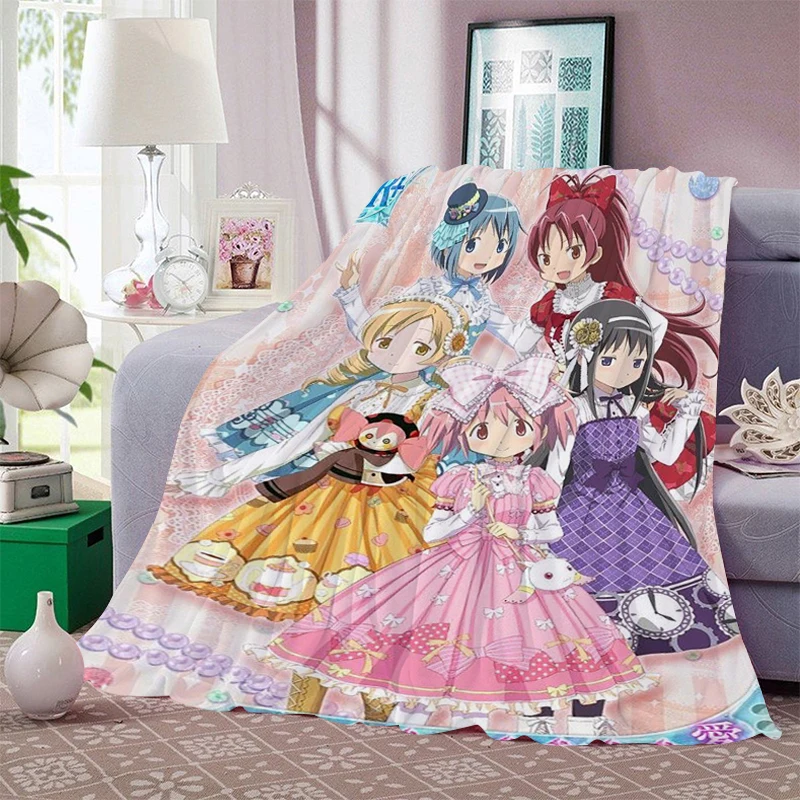 

Fleece Blanket Sofa Winter B-Madoka B-Magica Warm Bed Camping Custom Nap Fluffy Soft Blankets King Size Microfiber Bedding