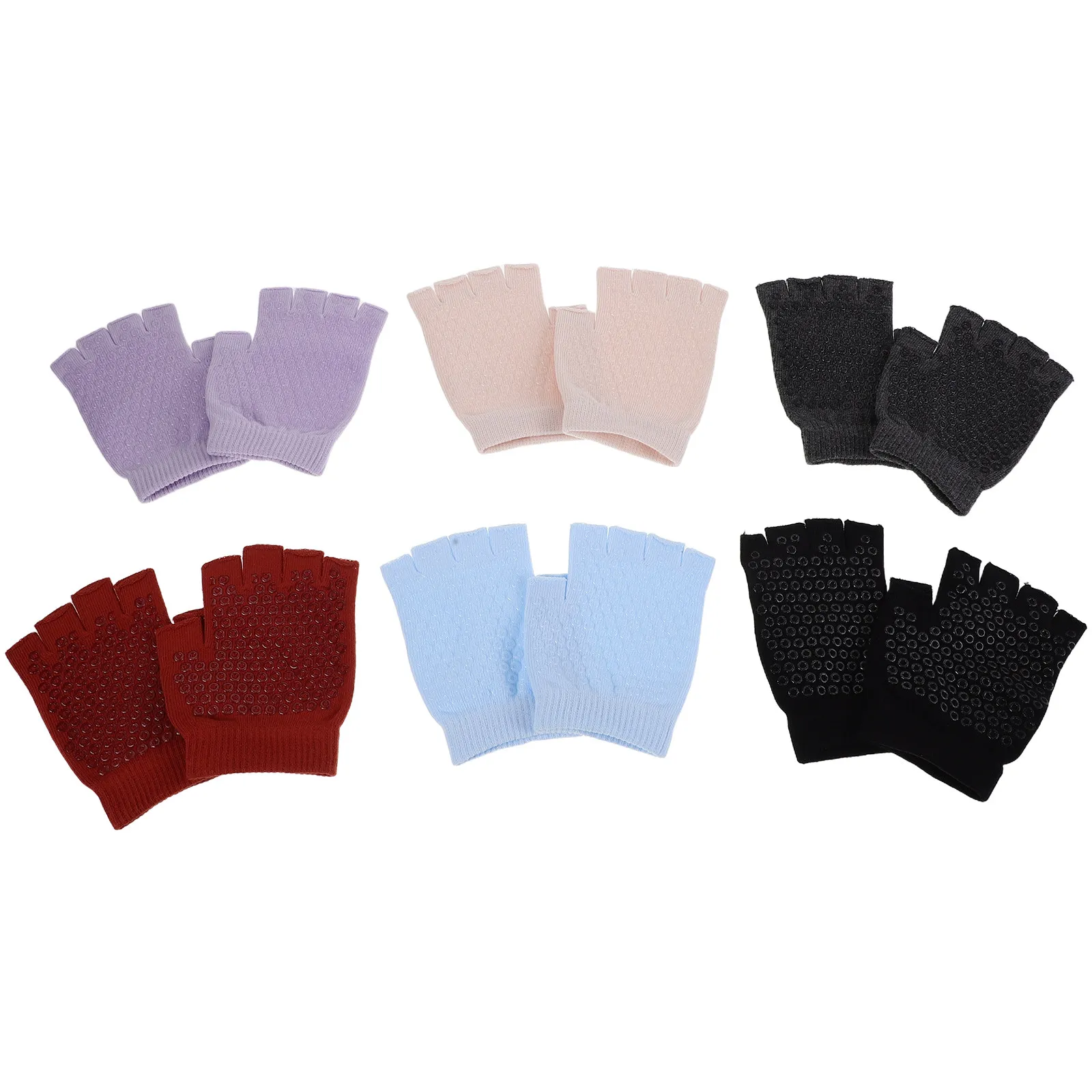 

6Pairs Grip Gloves Pilates Yoga Fingerless Non-Slip Workout Gloves Half Finger Breathable Fitness Training Gym Cycling