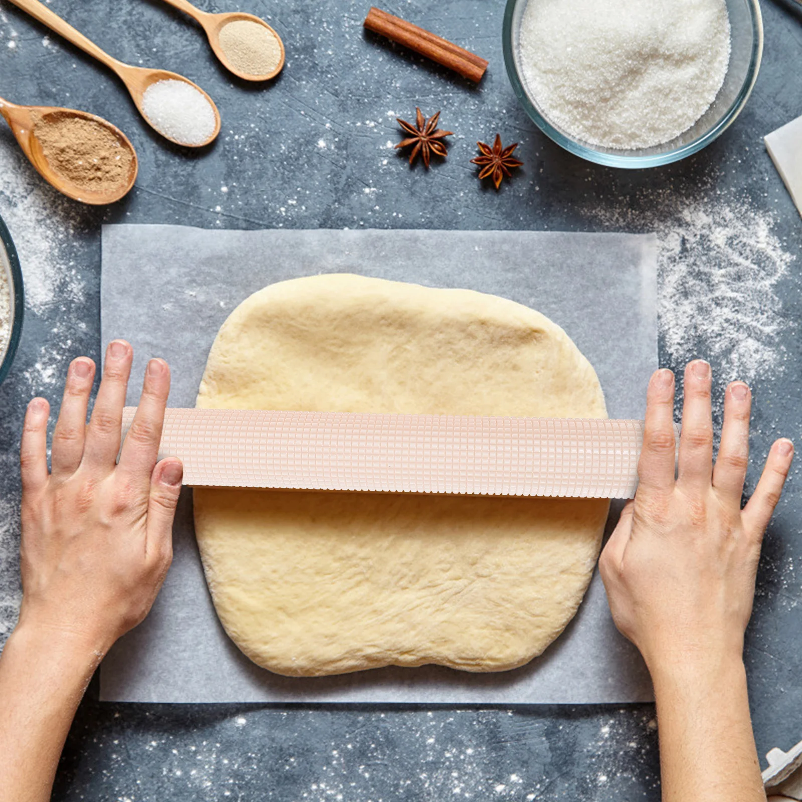 

2Pcs Rolling Pin ABS Plastic Baking Tool Dough Roller Kitchen Rolling Rod Non-Stick Household Use Dough Stick