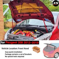 Amortiguadores de choque para coche, varillas de resorte de puntales de Gas modificadas, accesorios de soporte de elevación de fibra de carbono, para Peugeot 208 (A9) MK1 2012-2019