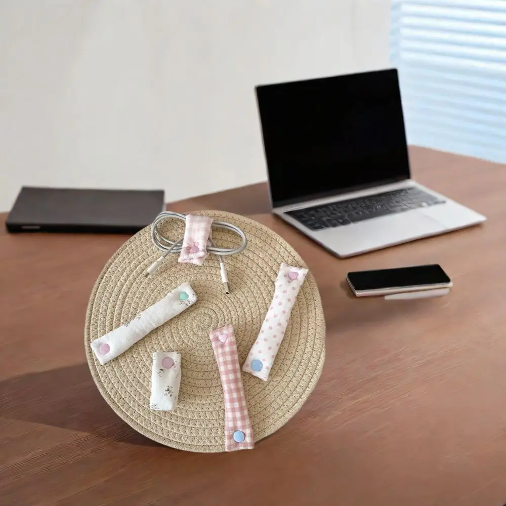 Flower Pattern Data Cable Management Cloth Reusable Data Cable Storage Tape Removable Cute Wire Organizer Earphone Cable